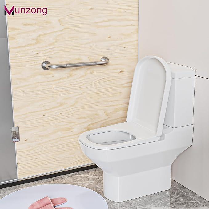 16 Inch Anti Slip Shower Grab Bar,Munzong Stainless Steel Handicap Grab Bars for Bathtubs and Showers,Brushed Nickel Knurled Balance Bar,Safety Hand Rail Support Elderly Senior Bath Handle - ModernBath