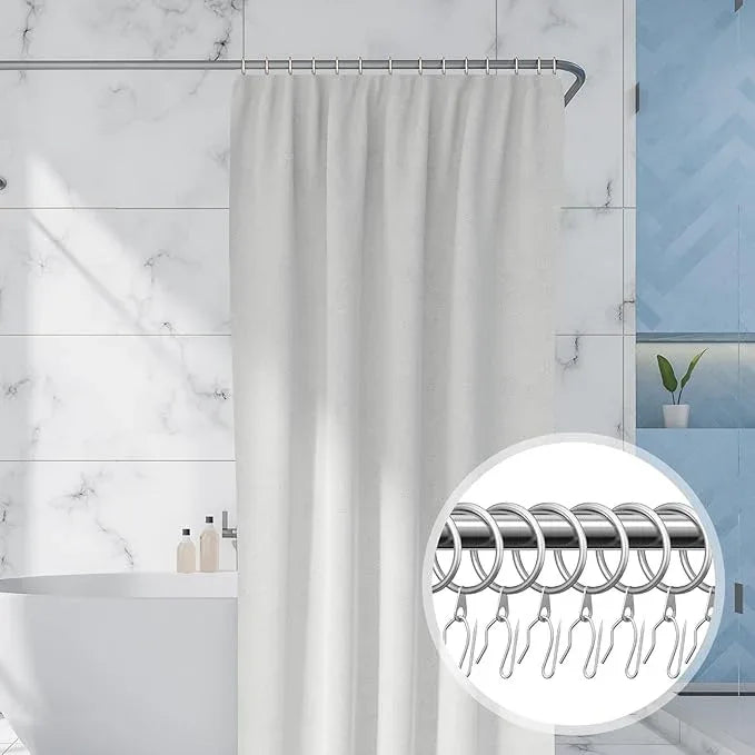 Hotop 30 Pcs Metal Drapery Curtain Rings 0.98/1.26/1.65 inch Interior Diameter and 30 Pcs Hanging Curtain Drapery Pin Hooks for Window Door Shower(Matte Silver,25 mm) - ModernBath