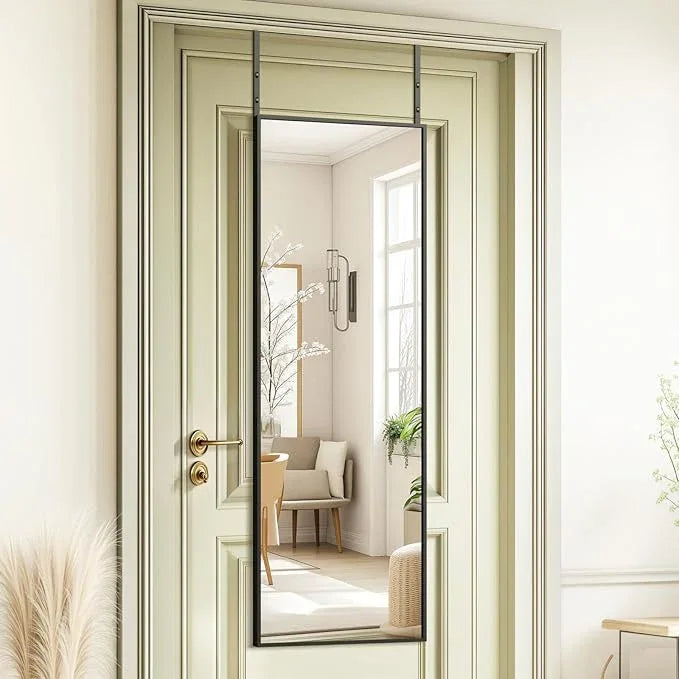 Kosmonia 48x14 Inch Full Length Tempered Glass Door Mirror - Over The Door Hanging, No Drill Installation, Suitable for Bedroom & Closet, Sturdy Hanging Design - ModernBath