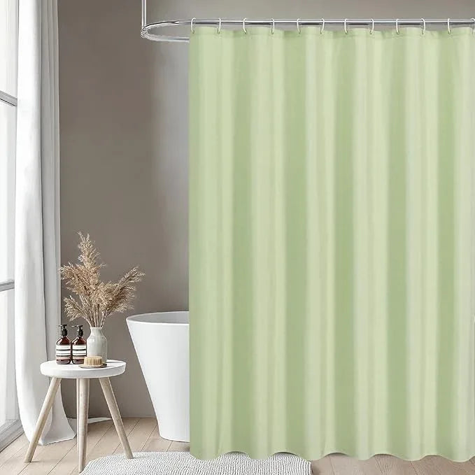 THAIGEE 2-in-1 Waterproof Long Fabric Shower Curtain or Liner,Linen Textured,78 Inch Breathable TPU & Washable Bathroom Shower Curtain Set with 12 Plastic Hooks,Modern,72"x78",Green - ModernBath