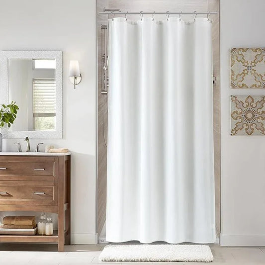 Naturoom 42 Inch White Shower Curtain, Linen Textured Fabric Shower Curtain Set with Hooks, Simple Elegant Modern Farmhouse Country Ultra Thick Bath Curtains for Bathroom, Water Repellent, 42x72 - ModernBath