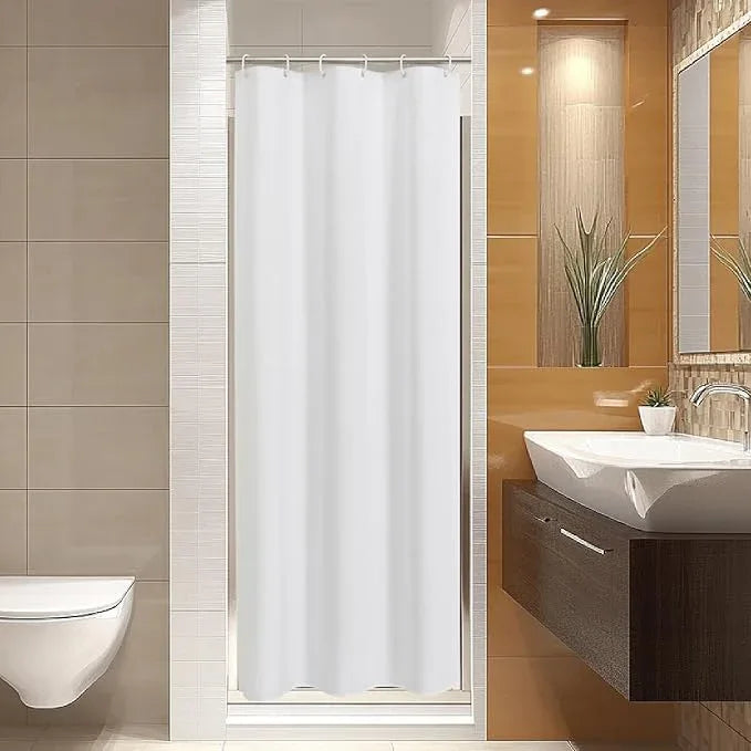 THAIGEE 2-in-1 stall Fabric Shower Curtain or Liner,Breathable TPU & Washable,36Wx72H Narrow Linen Textured Bathroom Shower Curtain Set with 6 Plastic Hooks,Modern,36"x72",White - ModernBath