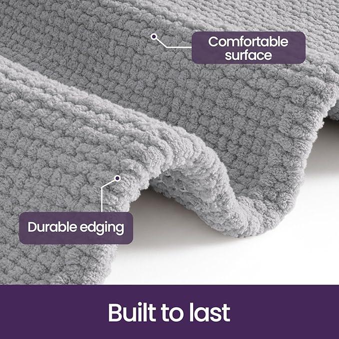 DEXI Bathroom Rugs 20x32, Non Slip Washable Bath Mat, Absorbent Chenille Bathmat, Ultra Soft Thick Carpet for Tub Shower Floor, Light Grey - ModernBath