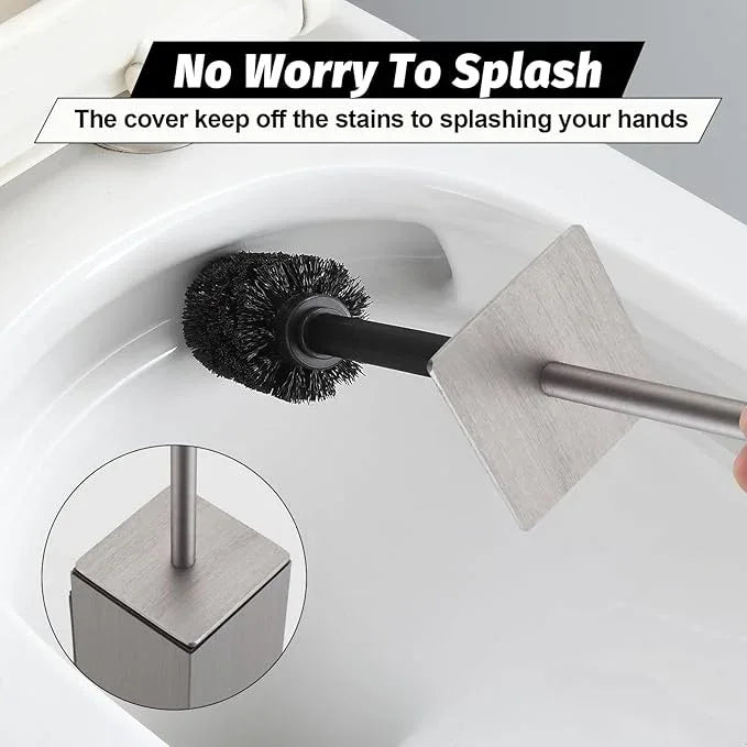 BGL Toilet Brush and Holder Set Brushed Nickel Wall Mounted for Bathroom Square Design - ModernBath