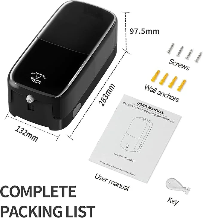Automatic Soap Dispenser Wall Mount, 33.8oz/1000ml Dish Soap Dispenser for Bathroom, Touchless Electric Commercial Soap Dispensers Kitchen, Black - ModernBath