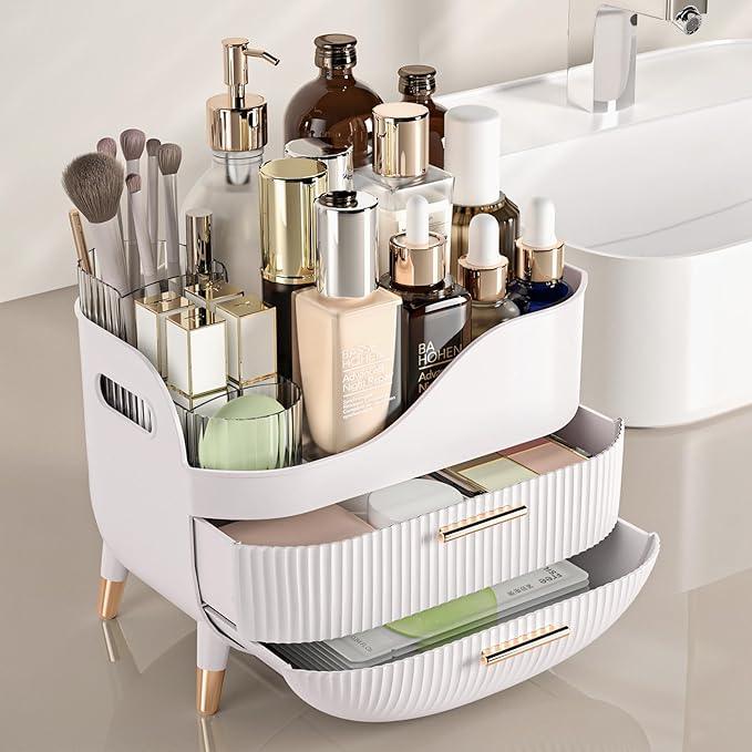 Pajiriona Makeup Organizer with Drawers,Skincare Organizer for Vanity,Storage Box with Handle,Large Cosmetic Display case for Dresser, Bathroom Countertop - ModernBath