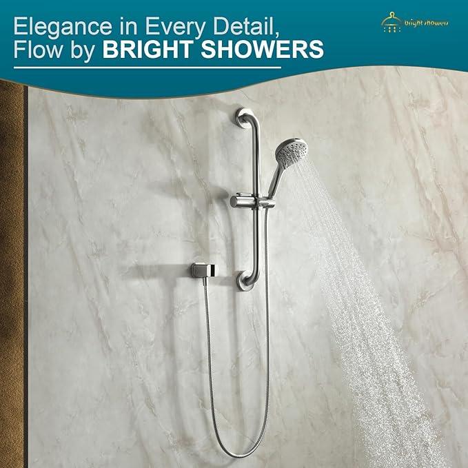 BRIGHT SHOWERS Wall Supply Elbow with Shower Head Bracket for Handheld Shower Head, Brass Core Wall Mounted Water Outlet, G1/2 Connector, Brushed Nickel - ModernBath