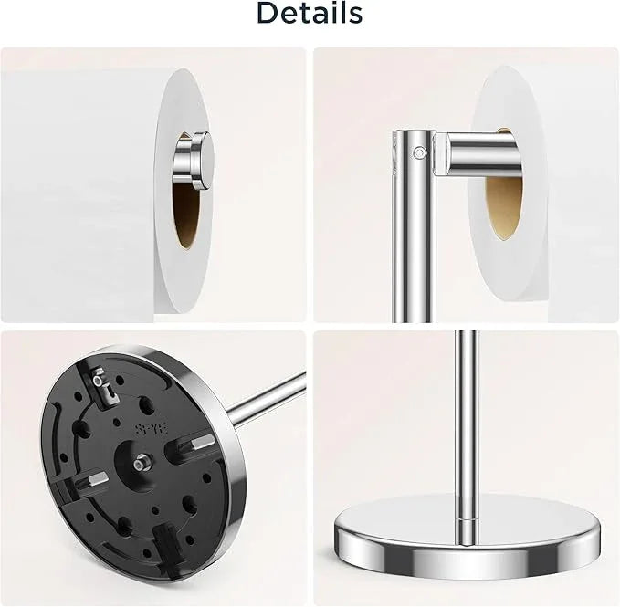 FORIOUS Toilet Paper Holder Stand, Modern Freestanding Tissue Roll Holder for Bathroom, Durable SUS 304 Stainless Steel and Weighted Base Toilet Paper Stand, Storage for 4 Rolls, Polished Chrome - ModernBath