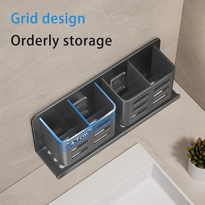 YESENT Aluminum Toothbrush Holder Self-Adhesive Hanging Bracket Shower Toothbrush Razor Holder Suitable for Toothbrush, Toothpaste, Razor and Comb etc Bathroom Storage - ModernBath
