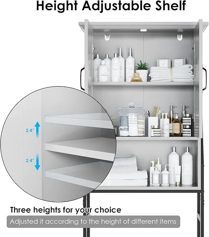 Over The Toilet Storage Cabinet, Over Toilet Bathroom Organizer with Barn Doors Above Toilet Storage Cabinet Spacesaver Rack Behind Toilet Bathroom Organizer (Gray) - ModernBath