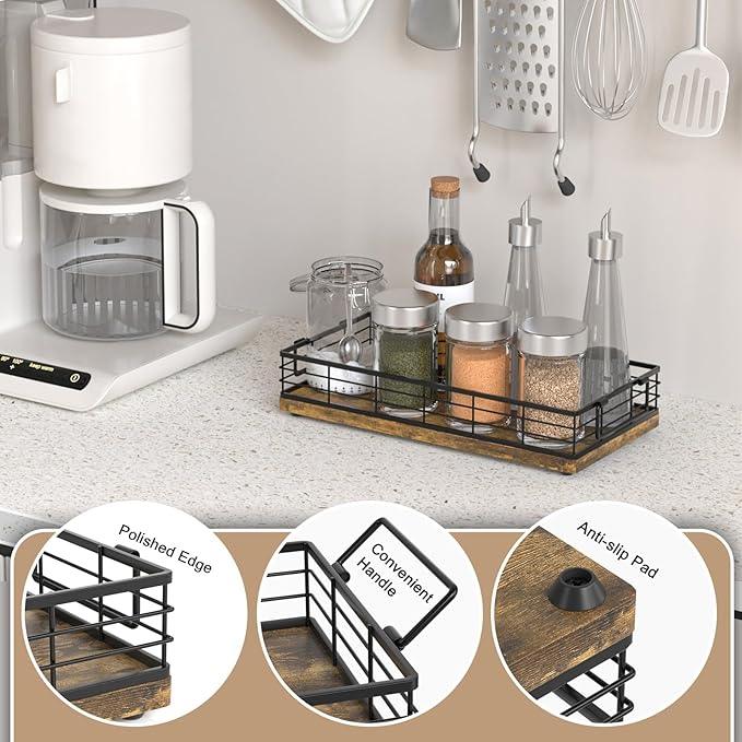 JNFUZ Toilet Paper Basket, 13 Inch Farmhouse Bathroom Basket MDF and Iron Tray Top of Storage Toiletries Organizer for Bathroom, Living Room and Kitchen (Rusty) - ModernBath