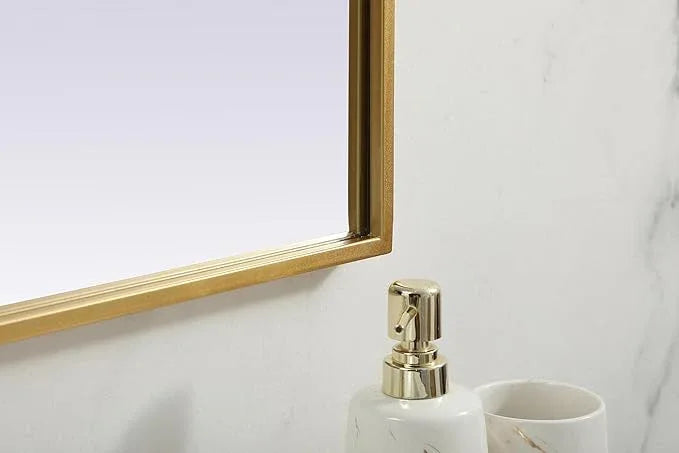 Illuminate, Metal Frame Arch Mirror 36X42 Inch in, Modern, Brass - ModernBath