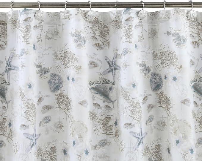 Coastal Seashell Shower Curtain Hooks, Under The Sea Beach Starfish Bathroom Shower Curtain Hooks Rust Proof, 5 Roller Ring Balls White Decorative Shower Hooks for Shower Curtain, Set of 12 - ModernBath