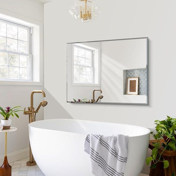 CILIBER Beveled Bathroom Mirror, 30x40 Large Frameless Mirrors for Over Sink, Upgraded Shatterproof Beveled Frameless Vanity Mirror for Bathroom,Bedroom,Living Room and Entryway - ModernBath