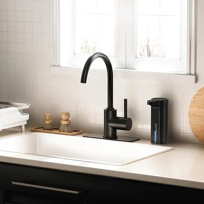 EKO Aroma 9 fl oz Automatic Liquid Soap Dispenser, Rechargeable & Water-Resistant Soap Dispenser for Kitchen and Bathroom with Adjustable Volume Control (Matte Black Steel) - ModernBath