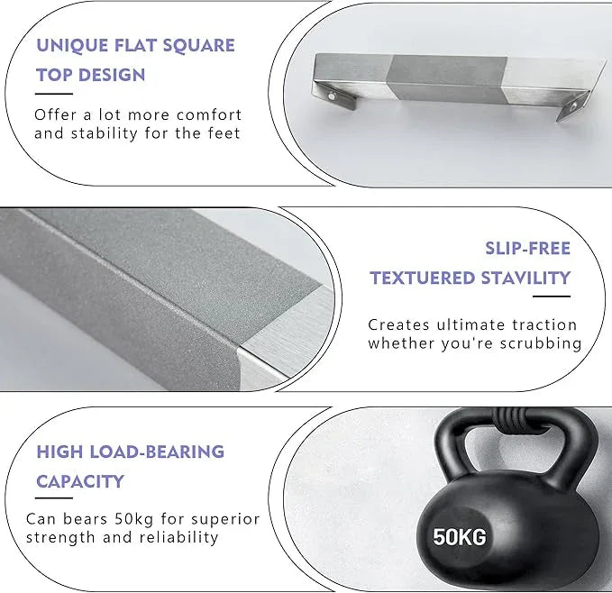 LIWEIKE Brushed Nickel Shower Foot Rest Bar Wall Mount Shower Stool for Shaving Legs Non-Slip Scrub Shower Foot Step Square Corner Shower Shaver Foot Rest - ModernBath