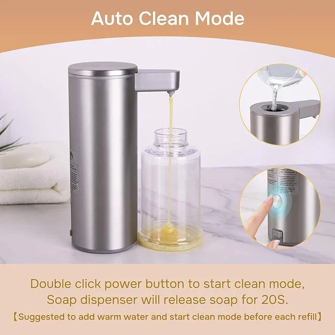 Automatic Soap Dispenser Stainless Steel with Sensor Infrared Soap Dispenser Electric IPX5 Waterproof USB-C Charging Motion Sensor for Kitchen & Bathroom, 9oz (Silver) - ModernBath
