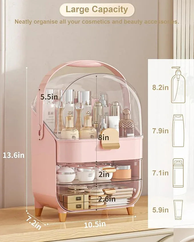 Makeup Organizer Countertop, Skincare Holder Bathroom Counter Organizer, Storage Box Cosmetic Display Cases, Teen Girl Gifts Make up Organizers for Vanity, Dresser (Pink) | Skincare Holder, Teen Girl Gifts, Trendy Stuff, Make up Organizers - ModernBath