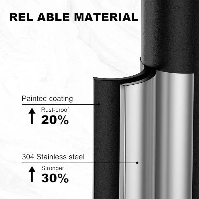 Toilet Paper Holder Free Standing, 25” H Stainless Steel Black Toilet Paper Stand, Weighted Base Floor Tissue Roll Holder for Bathroom,Toilet Roll Stand - ModernBath