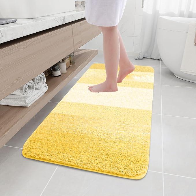 Arotive Microfiber Bathroom Rugs, Shaggy Soft and Absorbent Bath Rug, Non-Slip, Thick Plush Machine Washable Dry Bath Mats for Bathroom, Tub and Shower, 47x20, Yellow, Rectangular - ModernBath
