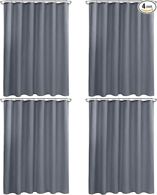 Nasitos Fabric Grey Shower Curtain Liners 4 Pack - W72 x H72 - Washable & Water Resistant Cloth Shower Liner for Bathtub, Soft Hotel Quality, Standard Size (Include 8 Separate Magnets) - ModernBath