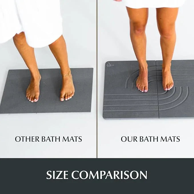 Water Stone Bath Mat, Quick-Dry Bathroom Rug, Gray Standard Size (27.5" x 19.6"), Eco-Friendly, Non-Slip, Absorbent, Modern Design for Safe & Clean Bathroom Floor - ModernBath