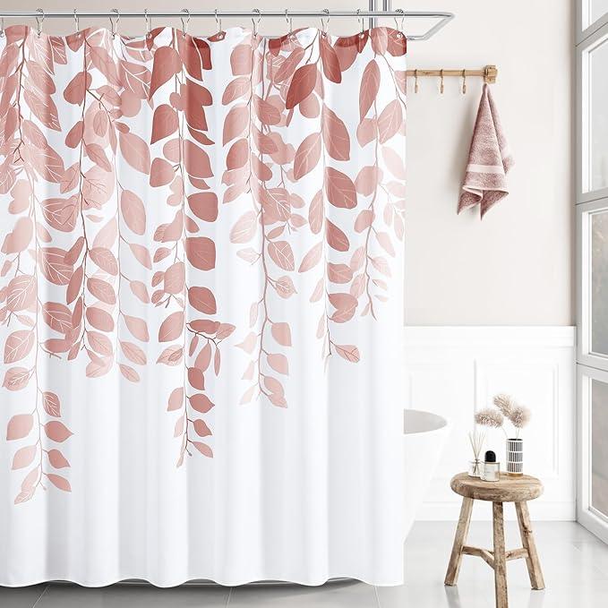 BOODII Canyon Rose Leaf Shower Curtain for Bathroom Botanical Eucalyptus Nature Eucalyptus Shower Curtain Set Floral Leaves Waterproof Bathroom Bath Curtains with Hooks 72x72 - ModernBath
