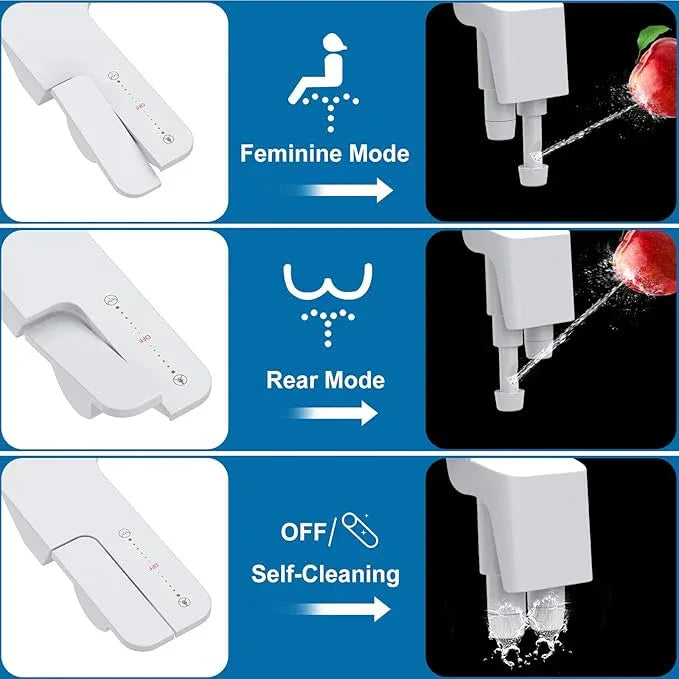 Bidet Attachment for Toilet, Non-Electric Bidet Self-Cleaning Dual Nozzle (Feminine/Rear Wash), Cold Water Bidets Sprayer for Existing Toilets Cover with Adjustable Pressure, Easy to Install, White - ModernBath