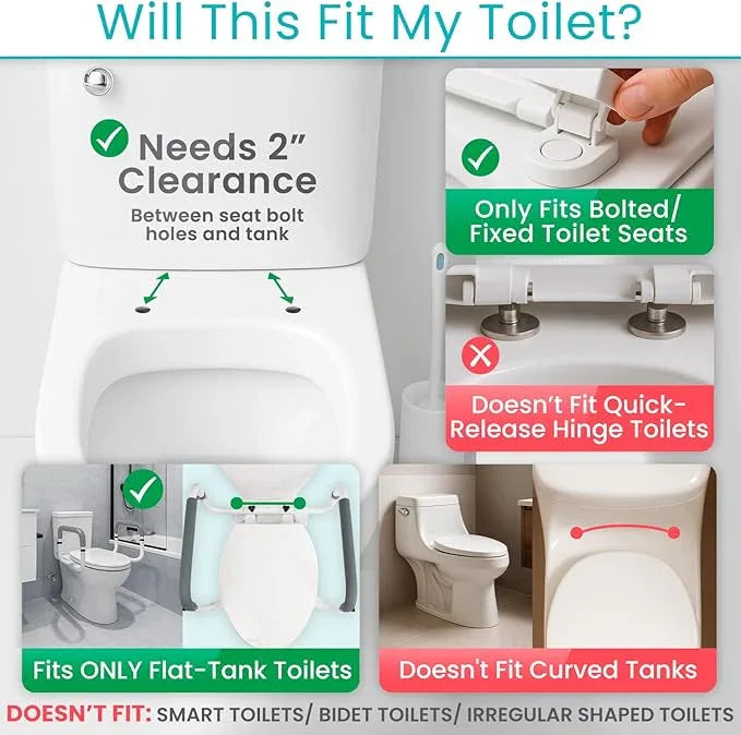 Vive Toilet Safety Rail - Adjustable Grab Bar - Compact Support Frame with Handrail for Bathroom Toilet Seat - Easy Installation for Handicap Senior Bariatrics, Elderly Balance - Padded Hand Armrest - ModernBath
