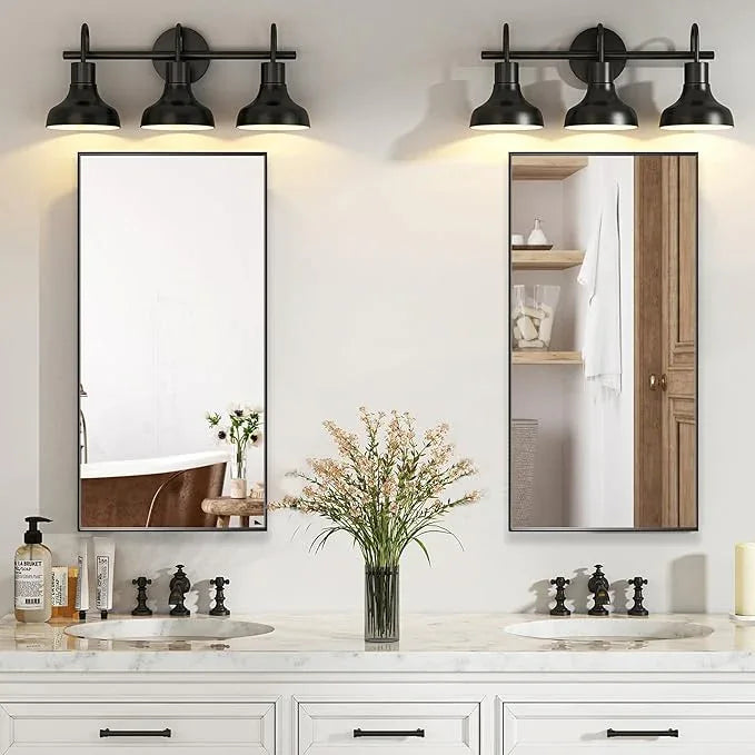 Bonverre 20x40 Inch Black Bathroom Mirror for Wall, Aluminum Frame Rectangle Rectangular Vanity Mirror, Modern Large for Bedroom, Living Room, Horizontal or Vertical - ModernBath