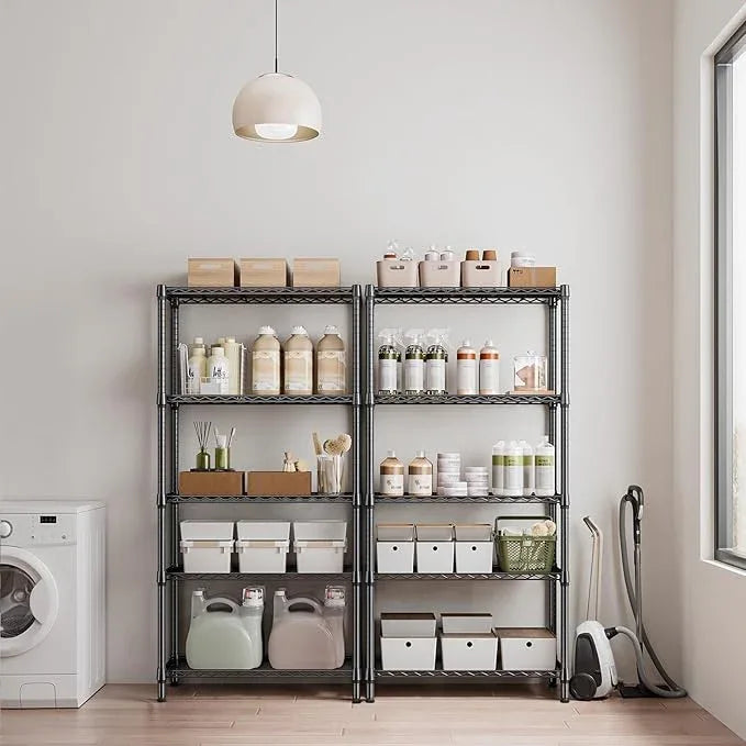 1250 lbs 5 Tier Shelf Metal Storage Shelves Shelving Wire Rack Heavy Duty Closet Organizers for Garage Kitchen Bathroom Laundry Black 15.7" D x 33.5" W x 68.5" H - ModernBath