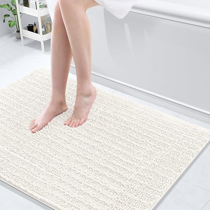 Arotive Luxury Chenille Bathroom Rug Mat, Extra Soft Thick Absorbent Shaggy Bath Rugs, Non-Slip Machine Wash Dry, Plush Bath Mats for Bathroom, Shower and Tub, 44x32, Ivory - ModernBath