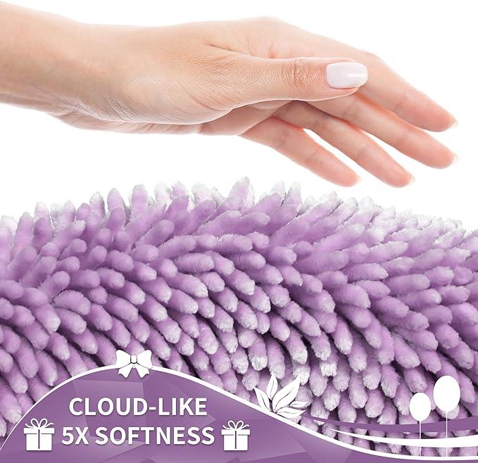 Yimobra Toilet Rugs U Shaped Washable, Extra Thick Soft Absorbent Chenille Contour Bathroom Rugs for Toilet 24x20 Inch, Quick Dry Non Slip Toilet Mat for Bath Floor, Lilac - ModernBath
