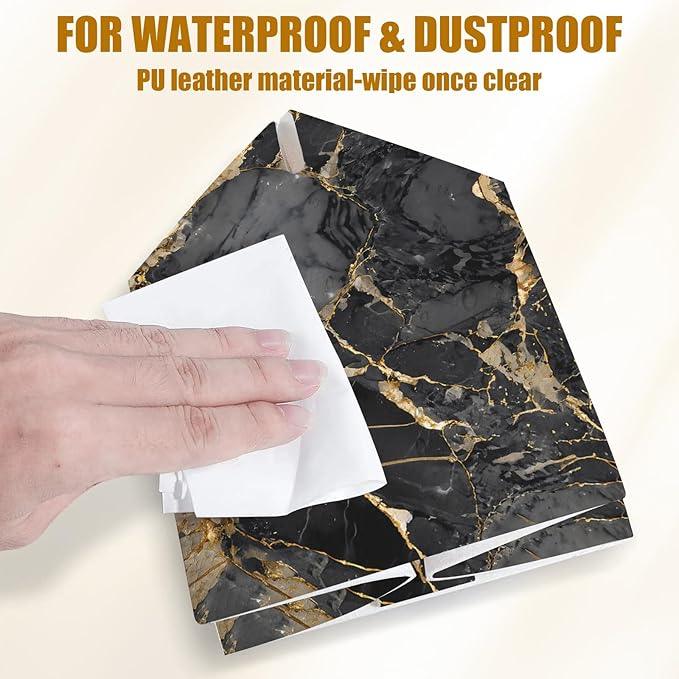 Black Gold Marble Tissue Box Cover 2PCS, Leather Tissue Box Holder Square Facial Paper Case Tissue Box Cube Organizer for Bathroom Bedroom Desk Office - ModernBath