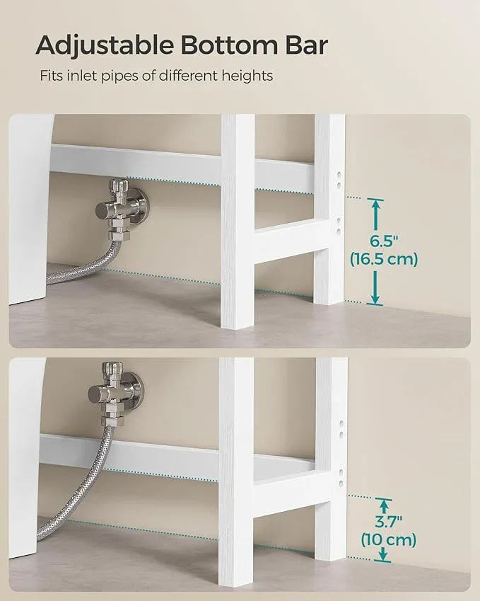 SONGMICS Over The Toilet Storage, 4-Tier Over Toilet Bathroom Organizer with Adjustable Shelves, 10.2 x 24.8 x 72.8 Inches, Space-Saving, Cloud White UBTS041W01 - ModernBath