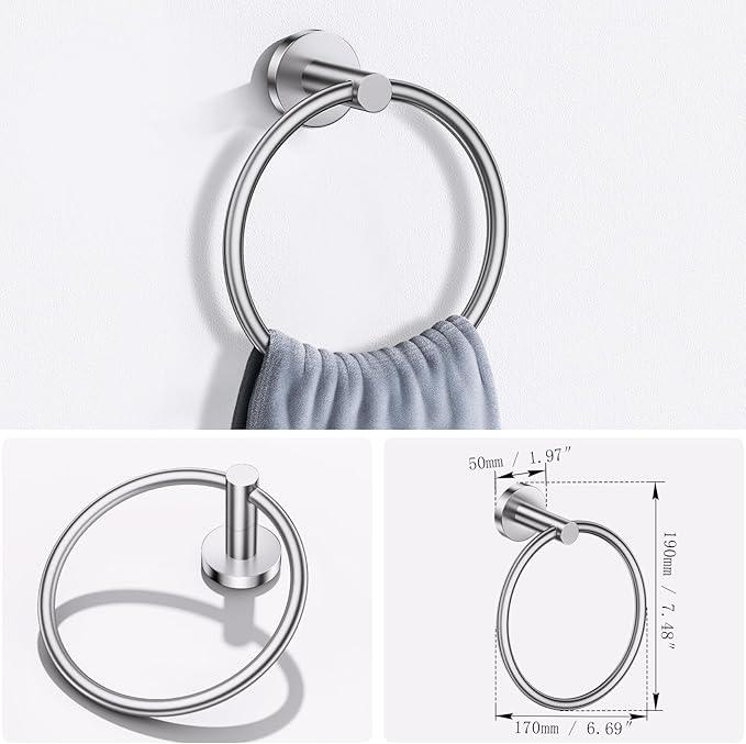 Lairuier Bathroom Hardware Set, 4-pieceTowel Holder Set Include Toilet Paper Holder,Towel Ring and 2 Towel Hooks Stainless Steel Wall Mounted Bathroom Hardware Accessories Set (Brushed Finish) - ModernBath