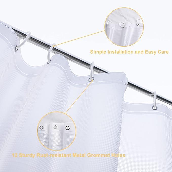 NTBAY EVA Semi-Transparent Clear Shower Curtain with Waffle Weave, Water-Repellent Liner with 3 Magnets for Bathroom, 72x72 Inches - ModernBath