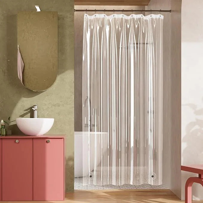 Titanker Plastic Shower Curtain Liner, Clear Shower Liner PEVA 54x72 Lightweight Waterproof Shower Curtains for Bathroom with Magnets and Rustproof Grommets - ModernBath
