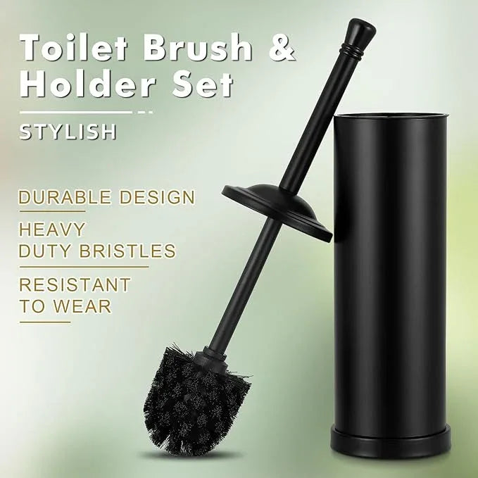 Black Toilet Brush and Holder Set,304 Stainless Steel Toilet Bowl Brush and Holder for Bathroom,Heavy Duty Toilet Brush,Durable Scrubbing Bristles,Splash Resistant,Long Hanlde - ModernBath