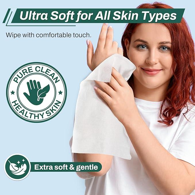[360 Count] Adult Wipes for Elderly, 8" x 12" Extra Large Adult Wipes for Incontinence & Cleansing - Disposable Washcloth for Elderly Bathing No-Rinse - Vitamin E & Aloe - ModernBath