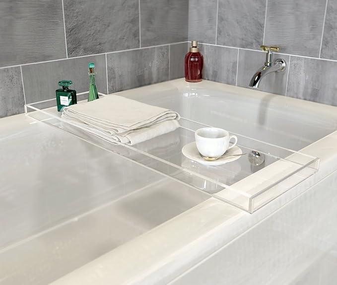 ONELUX Durable Clear Acrylic Towel Tray,Lucite Bathtub Caddy - ModernBath