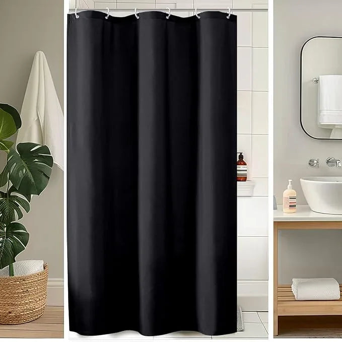 OVZME Zora 36 x 72 Inch Stall Fabric Shower Curtain - Soft Small Black Shower Curtain for Bathroom for Narrow Stall Size, Machine Washable Water Resistance, Hotel Style, Black - ModernBath