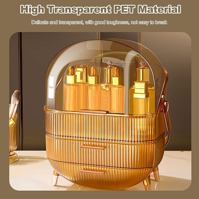 Ergocar Portable Retro Series Multi-Function Make Up Case Dustproof Cosmetic Storage Box,Cosmetics Skin Care Products Jewelry Organizer Case Finishing Box Bathroom Desktop -Amber (X-1) - ModernBath