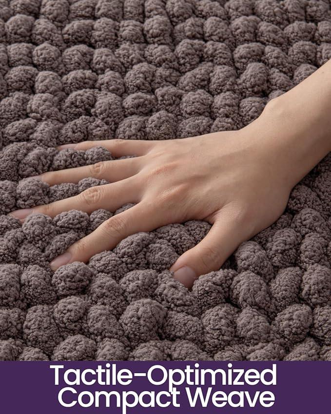 DEXI Bathroom Rugs 17x30, Non Slip Washable Bath Mat, Luxury Chenille Super Absorbent Ultra Thick Bathmats for Shower Floor, Plush Fluffy Shaggy Carpet for Tub, Brown - ModernBath
