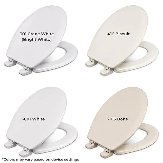 Centoco Round Toilet Seat, Heavy-Duty Wood Core with Plastic Scratch-Resistant Finish, Residential, Made in the USA, 700-001, White - ModernBath