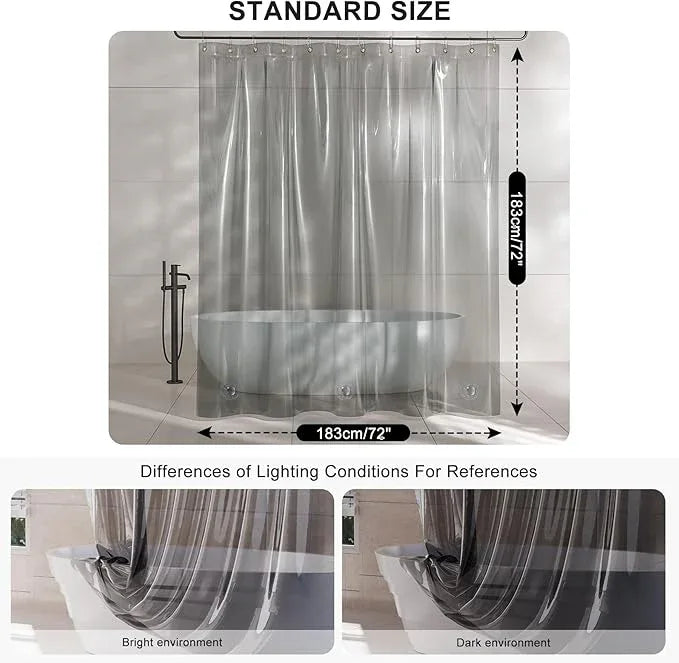 AmazerBath Shower Curtain Liner, 100% EVA Luxury Soft Clear Grey Heavy Duty Shower Curtain and Liner 2-in-1, 72x72 Plastic Weighted Bathroom Shower Curtain, 12 Rustproof Grommets & Heavyweight Stones - ModernBath