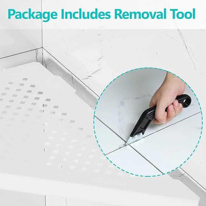 Bathroom Corner Shelf, Recessed 12" Shower Shelf Caddy, SUS304 Stainless Steel Shelf Wall Mount Triangular, No Drilling, Matte White - ModernBath