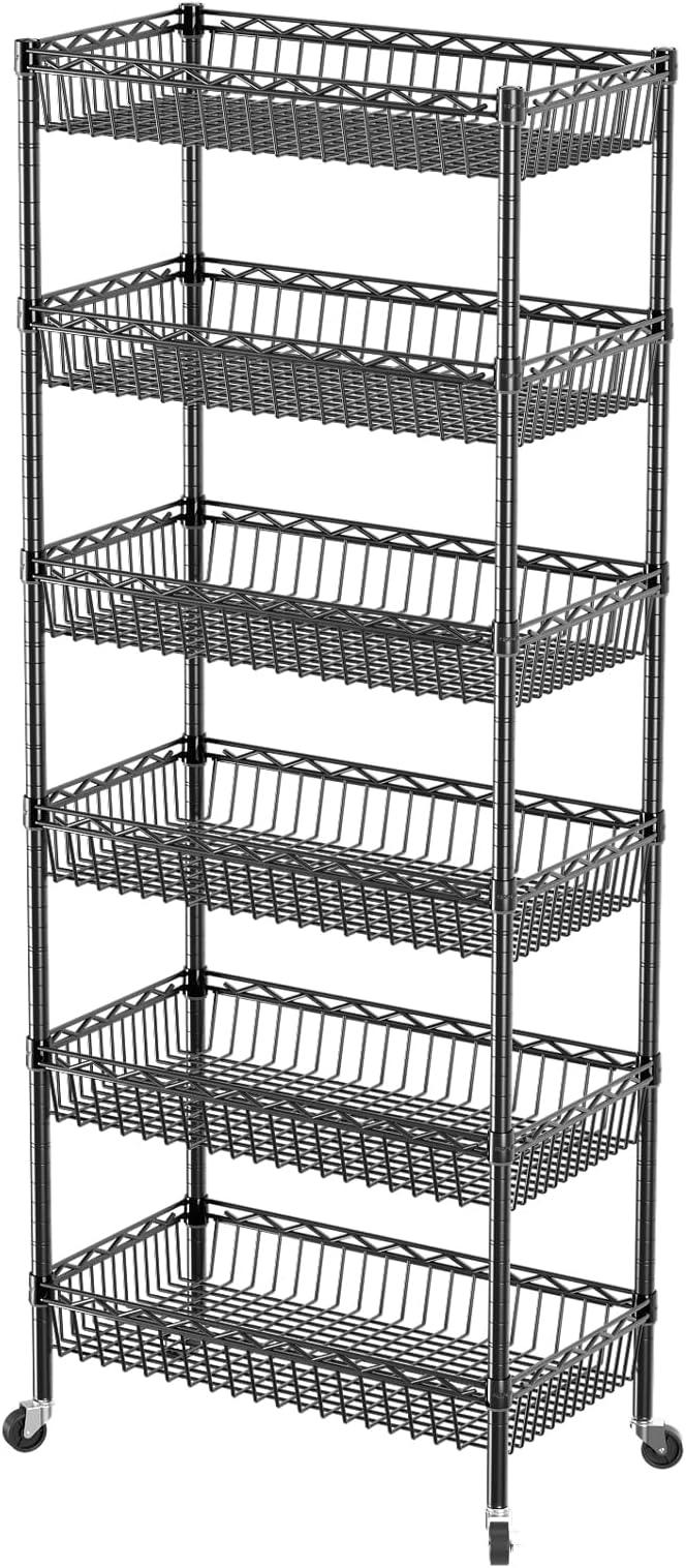 SINGAYE Shelf Closet Wire Shelving：Adjustable Metal Unit for Laundry Room Organization Bathroom Kitchen Home Storage with Wheels Pantry Rack Shelves - ModernBath