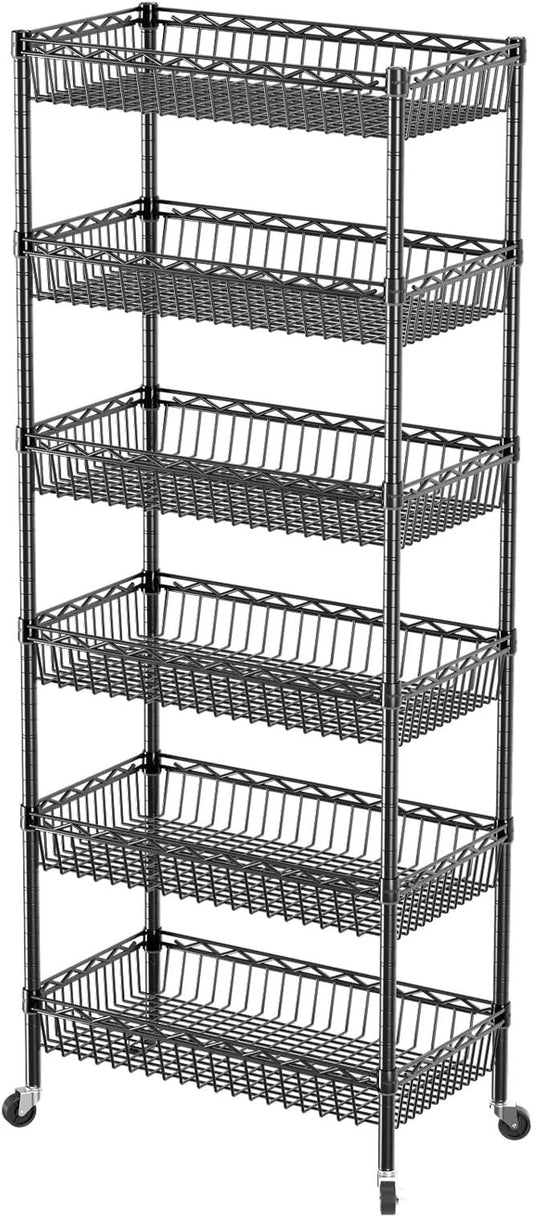 SINGAYE Shelf Closet Wire Shelving：Adjustable Metal Unit for Laundry Room Organization Bathroom Kitchen Home Storage with Wheels Pantry Rack Shelves - ModernBath