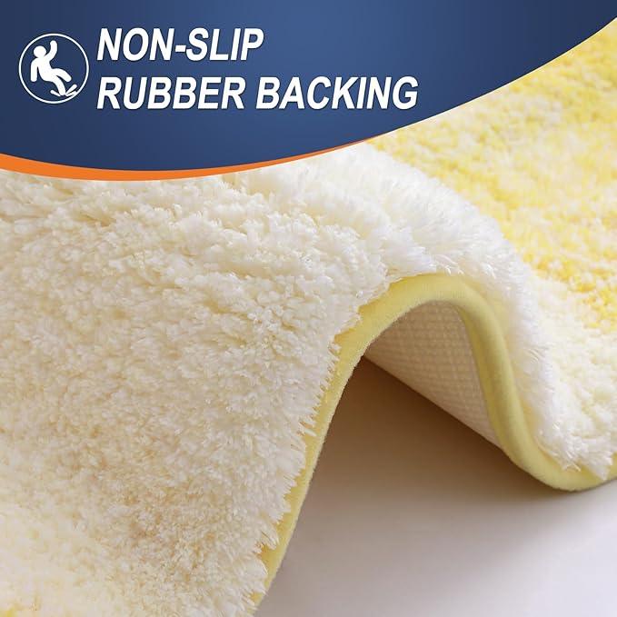 OLANLY Luxury Toilet Rugs U-Shaped 24x20, Extra Soft and Absorbent Microfiber Bathroom Rugs, Non-Slip Plush Shaggy Bath Mat, Machine Wash Dry, Contour Bathroom Mats for Toilet Base, Yellow - ModernBath